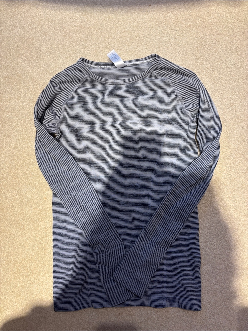 Ivivva Women's Long Sleeve Crew - Gray & Black Micro Stripe